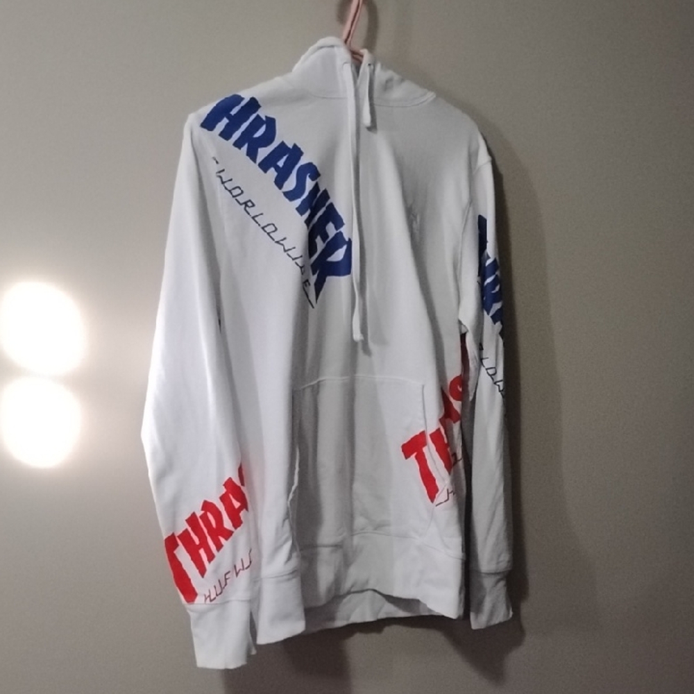 Thrasher Hoodie with Red and Blue Accents